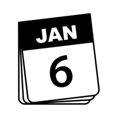 January 6. Calendar Icon. Vector Illustration.