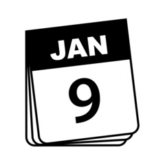 January 9. Calendar Icon. Vector Illustration.