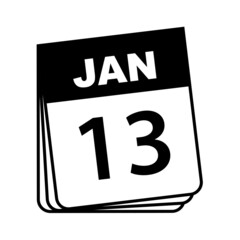 January 13. Calendar Icon. Vector Illustration.