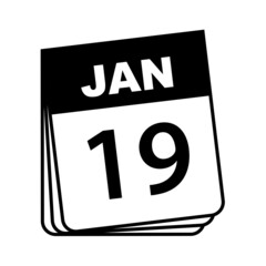 January 19. Calendar Icon. Vector Illustration.