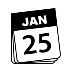 January 25. Calendar Icon. Vector Illustration.