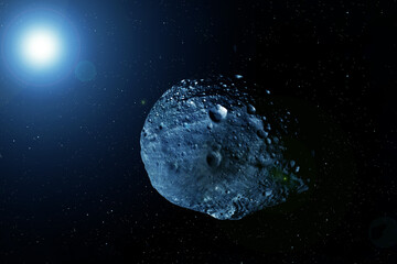 Asteroid in space. Elements of this image furnished by NASA