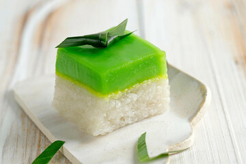 Talam Ketan - Glutinous Layer Rice Cake with Pandan Pudding on Top