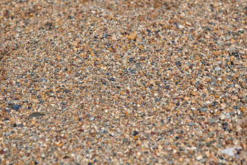 coarse sand texture on the beach by the lake