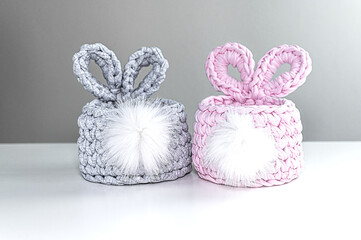 Easter crochet bunny baskets for home