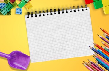 Colored pencils. Early education, kindergarten, preschool, learn and play concept