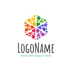 Abstract love hexagonal logo design