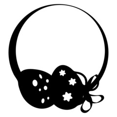 Silhouette of an Easter basket with eggs. Impression, stamp. Black illustration. Consecrated eggs. A religious holiday.