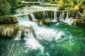 Fototapeta na wymiar Waterfalls at Krka