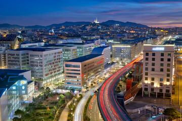 View of Marseille and the Arenc district