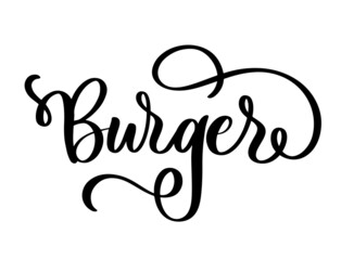 Burger Hand lettering food logo design.