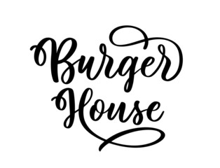 Obraz na płótnie Canvas Burger House Hand lettering food logo design.