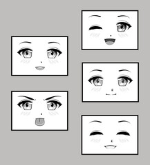 five girls faces anime