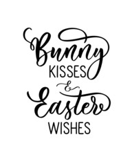 Bunny kisses Easter wishes lettering holiday saying.