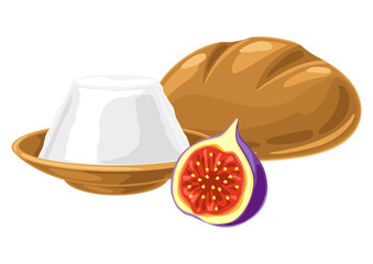 Happy Shavuot illustration. Holiday background with Jewish traditional food.