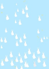 white sunny rabbit for spring postcard