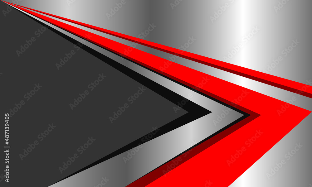 Poster abstract red silver arrow direction speed with grey blank space design modern creative background ve