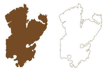 Kirkeoy island (Kingdom of Norway) map vector illustration, scribble sketch Kirkeoy map