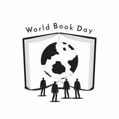 illustration World Book Day. Open book and read books. stack of book. literature, story time, education concept. 
