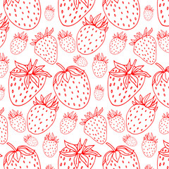 Seamless pattern with red strawberries on a whitebackground