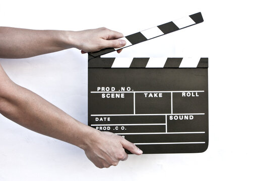 Regieklappe, Film, auf wei&szlig;em Hintergrund