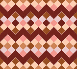 Vector, Seamless, Image in The Form of Squares of Brown-Pink Color, Arranged in A Zig-Zag Pattern. Can Be Used in Design and Textiles