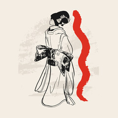 Fototapeta na wymiar Traditional Japanese vector illustration. Traditional of Japan. Asian concept. Vintage art. Design for posters, book covers, brochures, flyers.