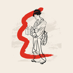Traditional Japanese vector illustration. Traditional of Japan. Asian concept. Vintage art. Design for posters, book covers, brochures, flyers.