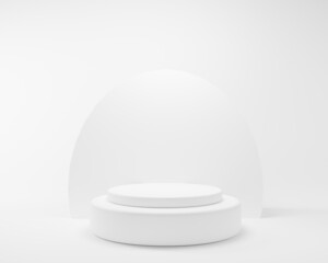 white podium platform for cosmetic product presentation.Mock up design empty space. 3 d rendering