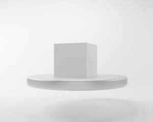 white podium platform for cosmetic product presentation.Mock up design empty space. 3 d rendering