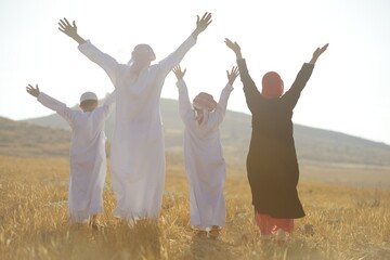 Arabic family in nature , high quality photo 