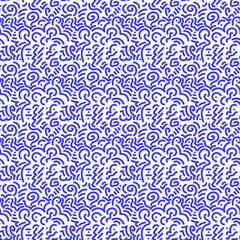 Fototapeta premium Abstract doodle seamless pattern, wavy lines, dashes, dots abstract background