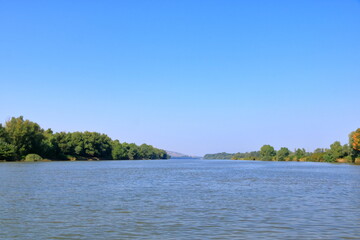 Fototapeta na wymiar wide channel landscape in the Danube Delta, Romania, Europe