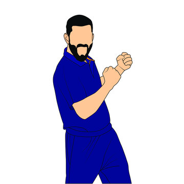 Cricket player enjoying vector illustration, cartoon and caricature.