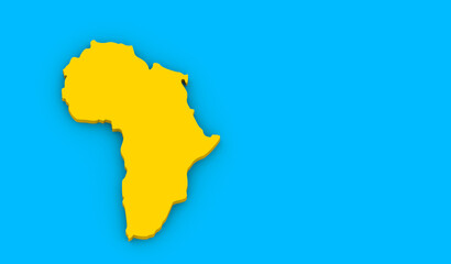 African continent yellow on a blue background,3 d render