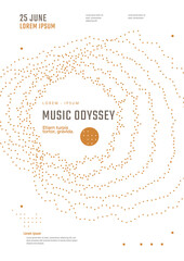 Obraz premium Music Odyssey festival poster design with wavy dots line art style. Classical or electronic sound concert flyer.