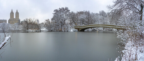 Bow bridge after snow storm