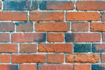 Red brick brick wall, background or texture