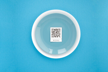 QR code for online menu service at table in restaurant. New contactless technology lifestyle...