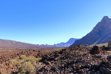 Naklejka premium Teide National Park on Tenerife, with lava fields and the Teide volcano