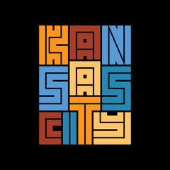 Kansas City Typography poster. T-shirt fashion Design. Template for poster, print, banner, flyer.