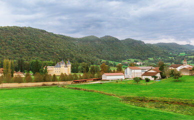 Fototapeta na wymiar landscape of the commune of Cornod, France