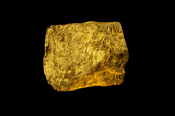Golden stone isolated on black background.