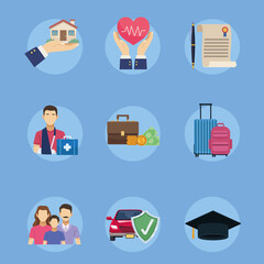 nine insuranse service icons