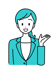 スーツ姿の女性_案内_笑顔
