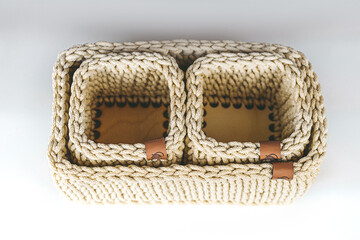 Fototapeta premium Crochet Beige Basket Home Decor 