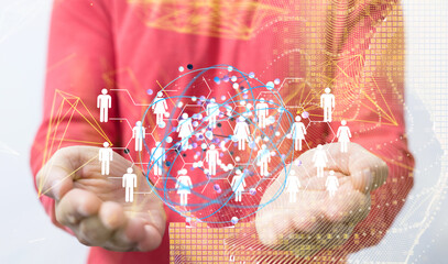 Global network. Blockchain. 3D illustration. Neural networks and artificial intelligence. Abstract