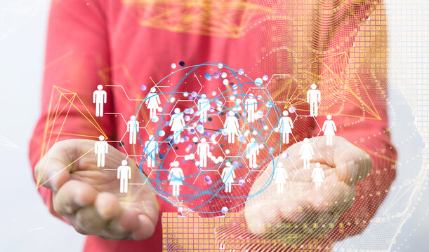 Global network. Blockchain. 3D illustration. Neural networks and artificial intelligence. Abstract