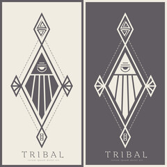 Fototapeta na wymiar Aztec Tribal Vector Elements. Ethnic Shapes Symbols Design for Logo or Tattoo