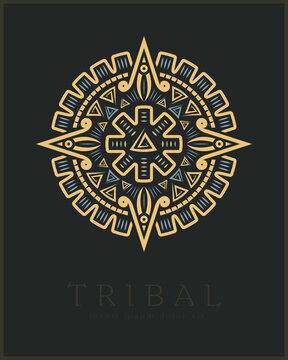 Aztec Tribal Vector Elements. Ethnic Shapes Symbols Design for Logo or Tattoo
